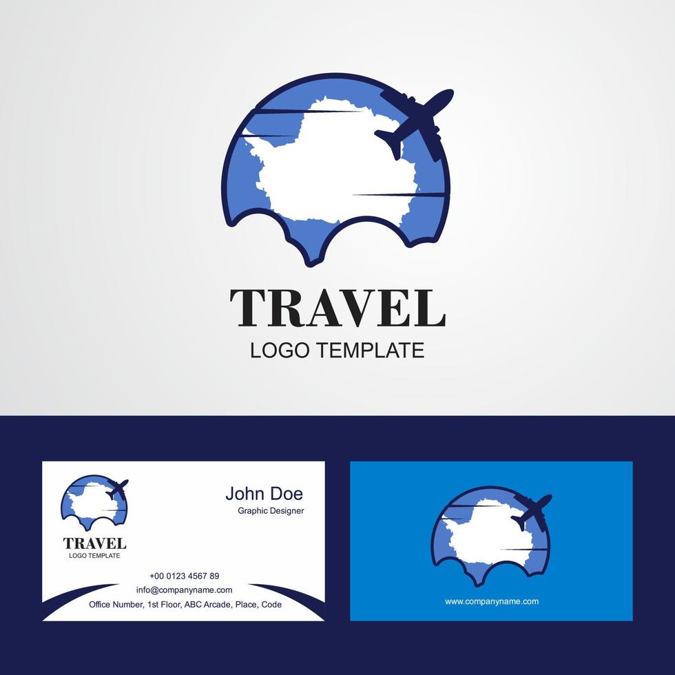 logotipo de la bandera de la antártida de viaje y diseño de tarjeta de visita vector