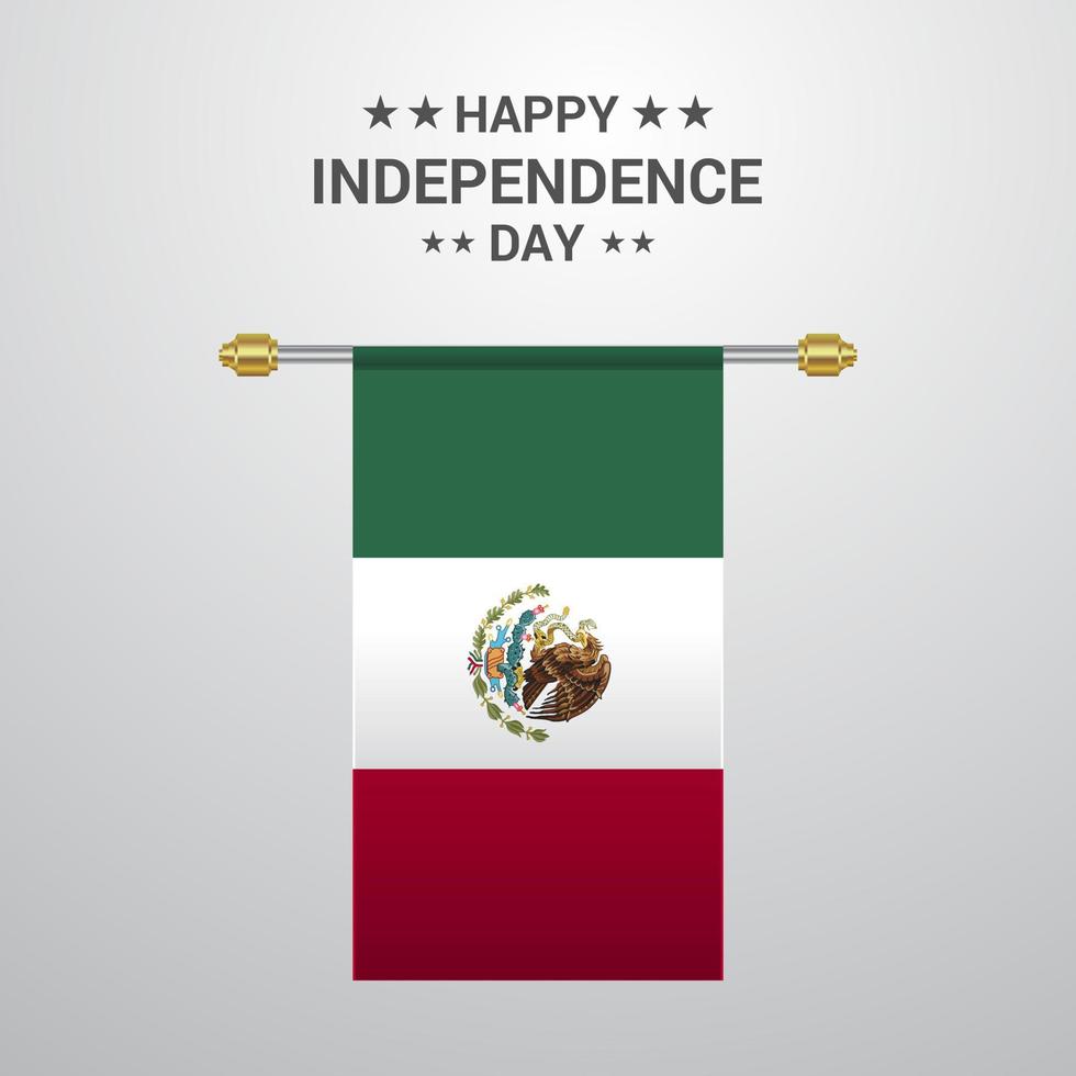 Mexico Independence day hanging flag background vector