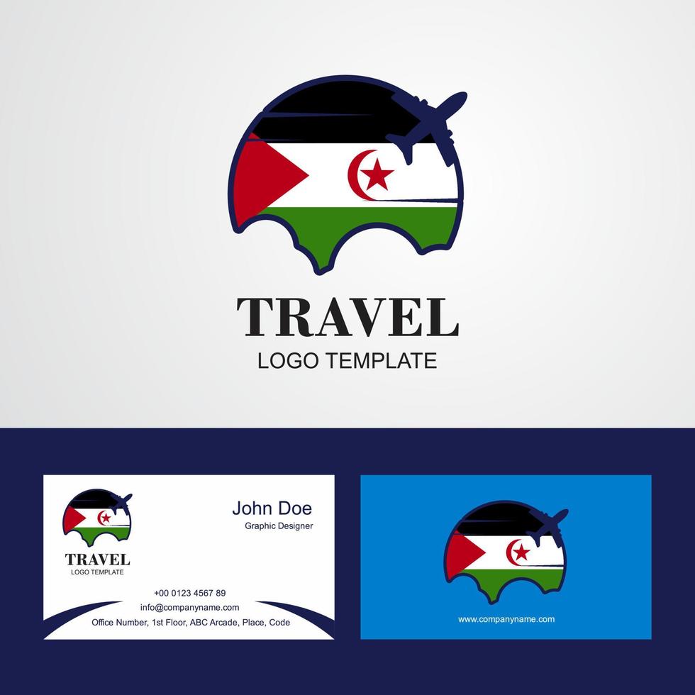 logotipo de la bandera del sahara occidental de viaje y diseño de la tarjeta de visita vector