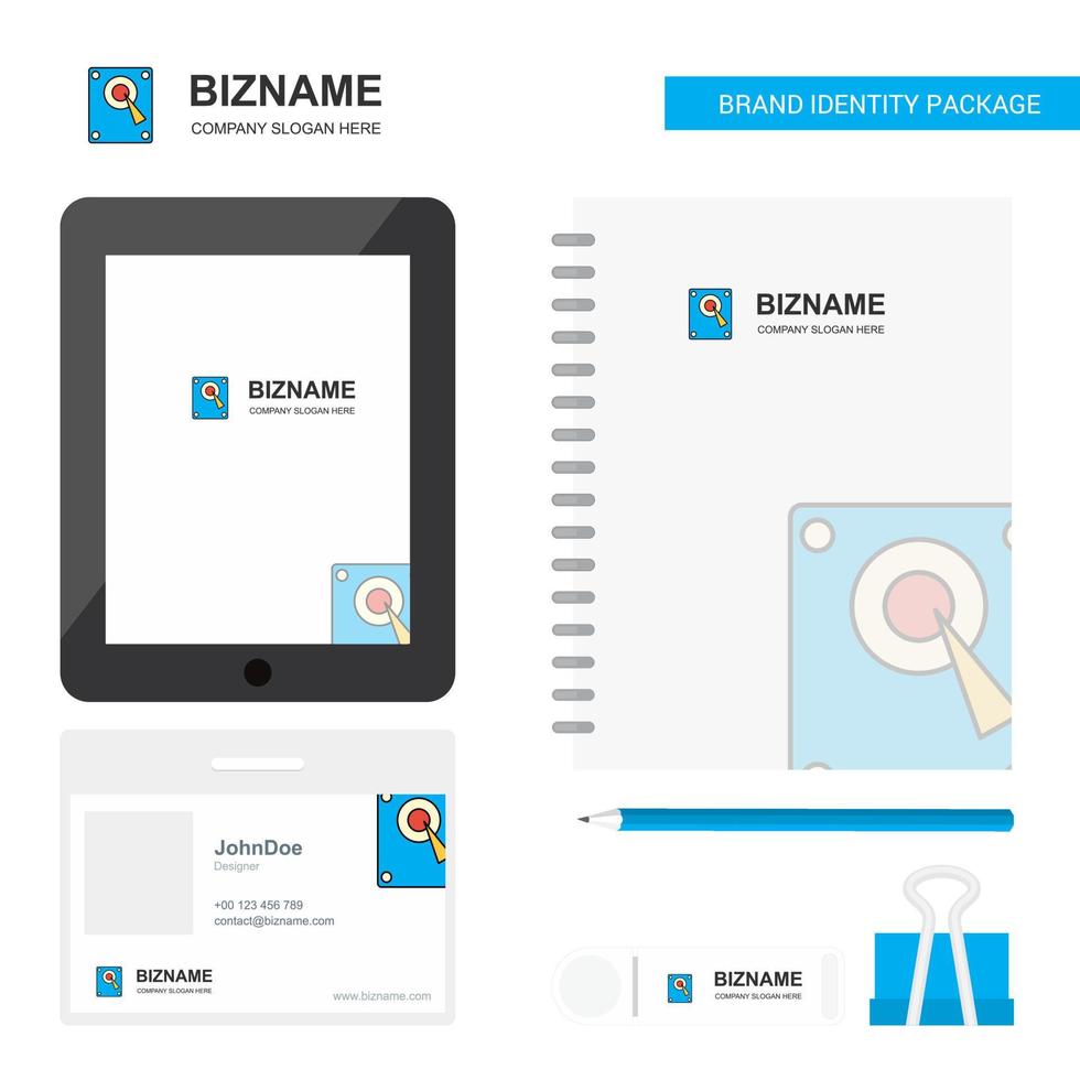 Speaker Business Logo Tab App Diary PVC Employee Card and USB Brand Stationary Package Design Vector Template