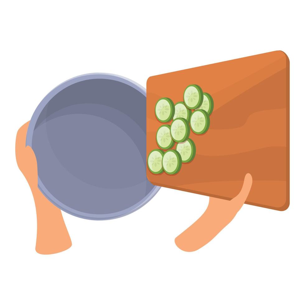 Salad cooking icon, cartoon style vector