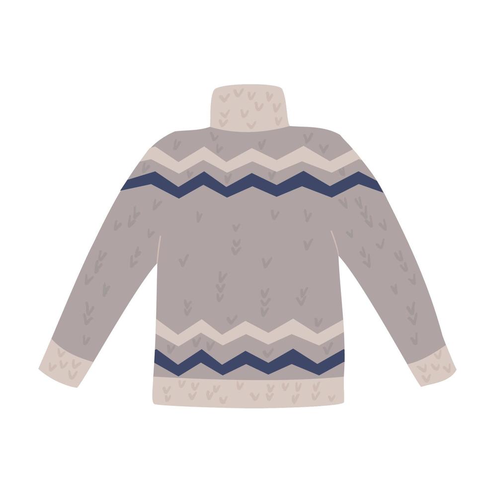 Hand drawn warm sweater on a white background. Winter clothes. Vector illustration