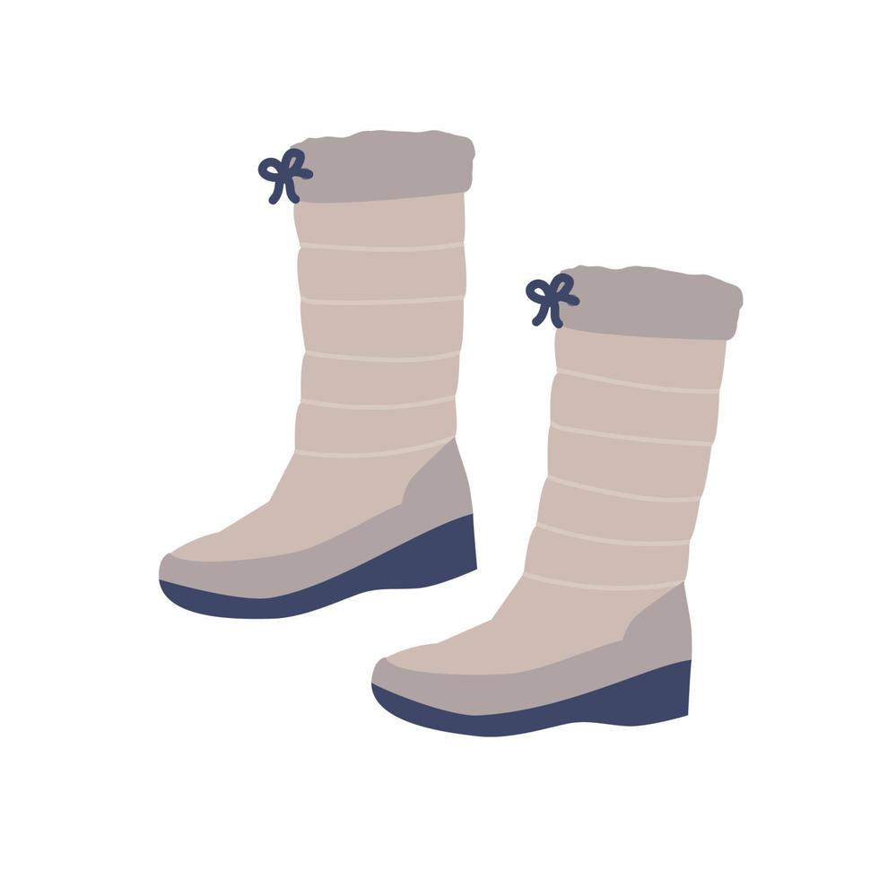 Winter boots hand drawn element on white background for creating textile designs, postcards, calendars, photo frames. Vector illustration.