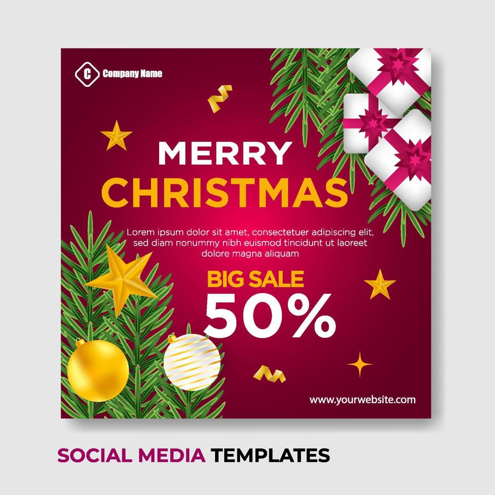 merry christmas sale social media post vector