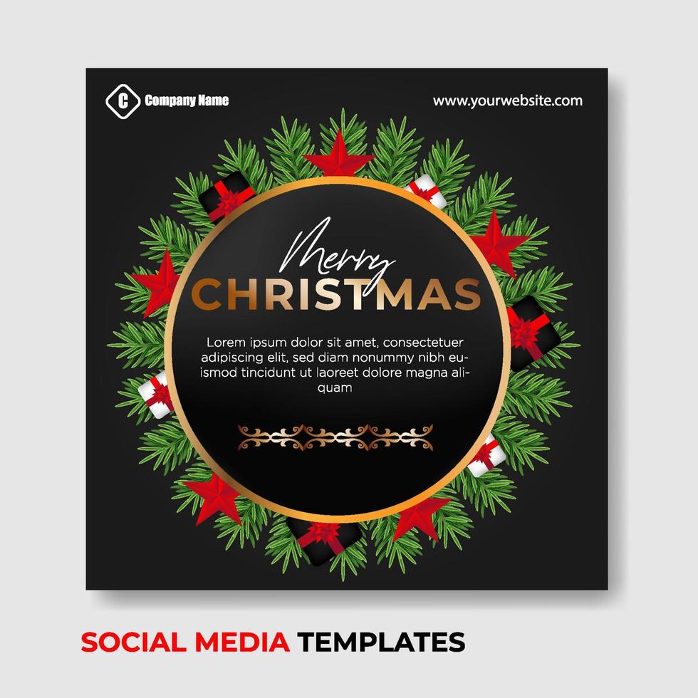 feliz navidad publicación en redes sociales con decoraciones navideñas adecuadas para las necesidades de su negocio y temas similares vector