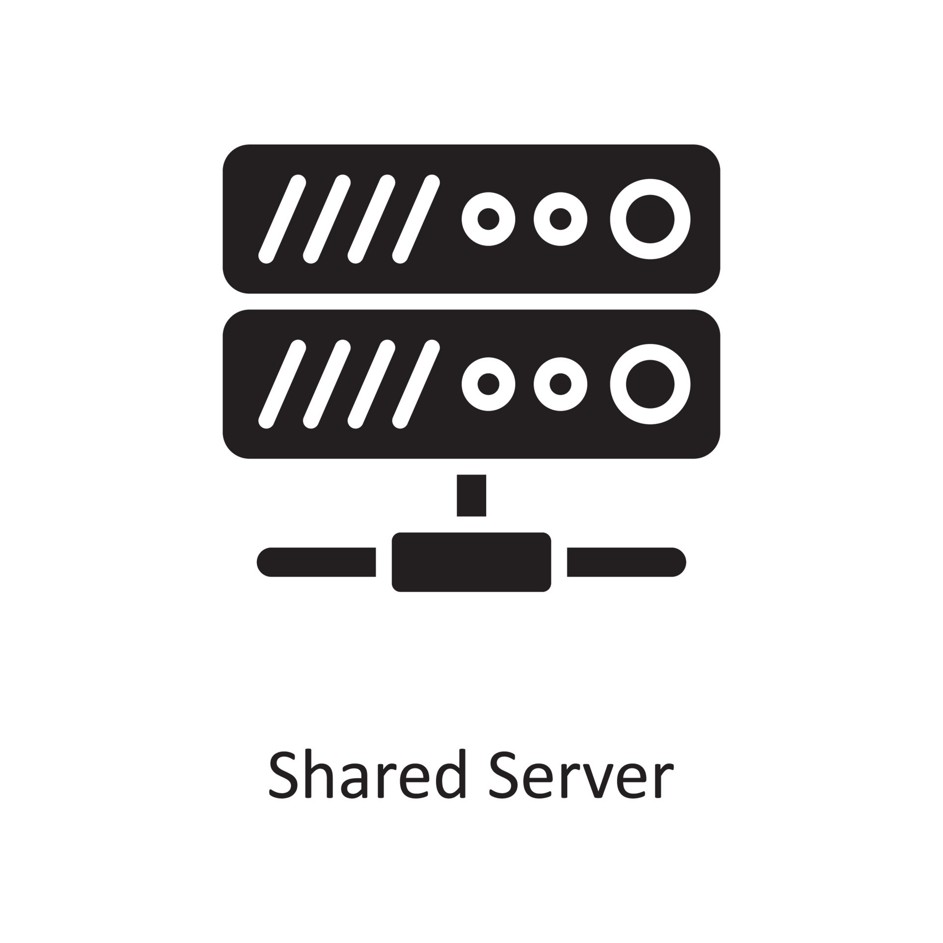 Shared Server Vector Solid Icon Design illustration. Cloud Computing ...