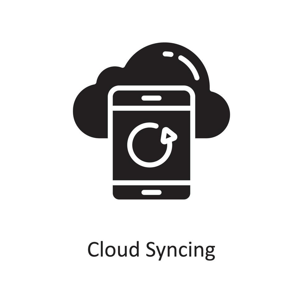 Cloud Syncing Vector Solid Icon Design illustration. Cloud Computing Symbol on White background EPS 10 File