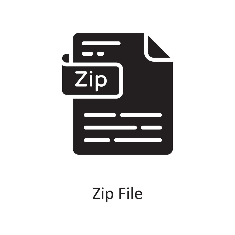 Ilustración de diseño de icono sólido de vector de archivo zip. símbolo de computación en la nube en el archivo eps 10 de fondo blanco