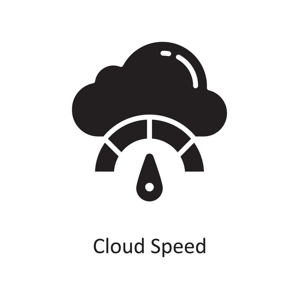 ilustración de diseño de icono sólido de vector de velocidad de nube. símbolo de computación en la nube en el archivo eps 10 de fondo blanco