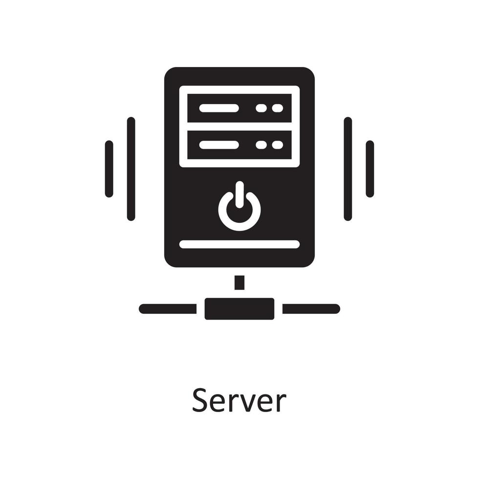 Ilustración de diseño de icono sólido de vector de servidor. símbolo de computación en la nube en el archivo eps 10 de fondo blanco