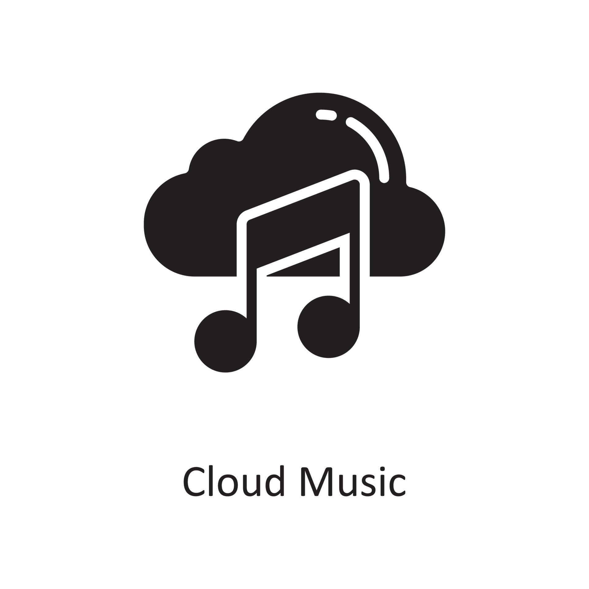 Cloud Music Vector Solid Icon Design illustration. Cloud Computing