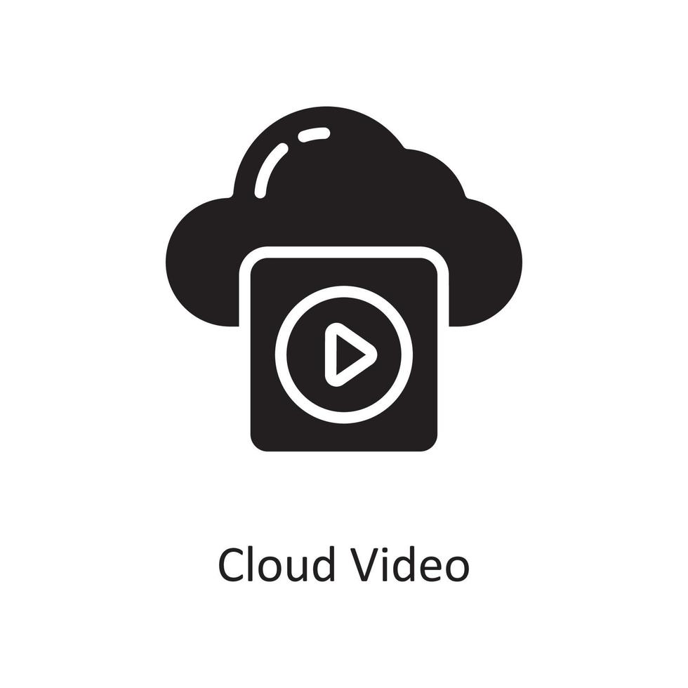 Cloud Video Vector Solid Icon Design illustration. Cloud Computing Symbol on White background EPS 10 File