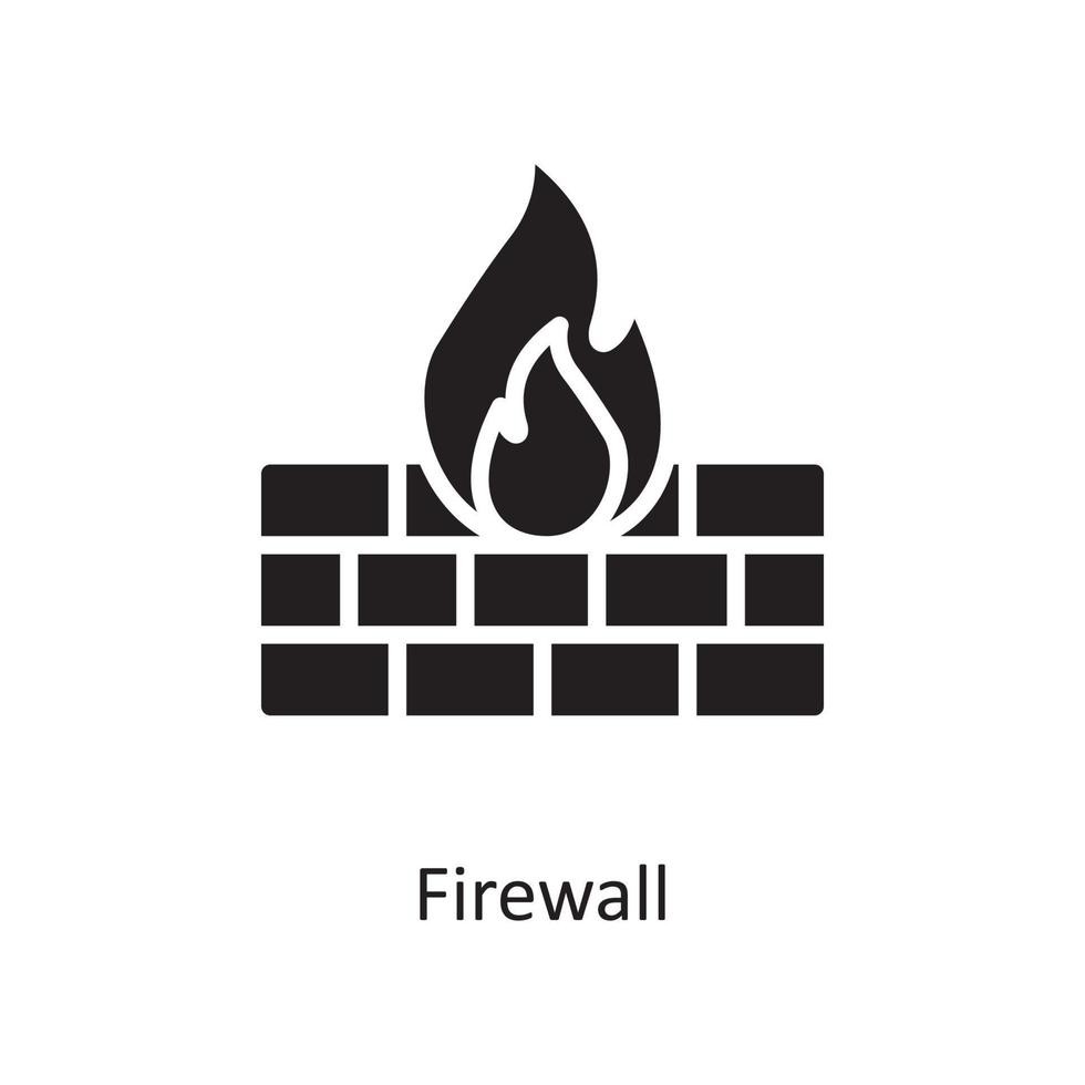 Firewall  Vector Solid Icon Design illustration. Cloud Computing Symbol on White background EPS 10 File
