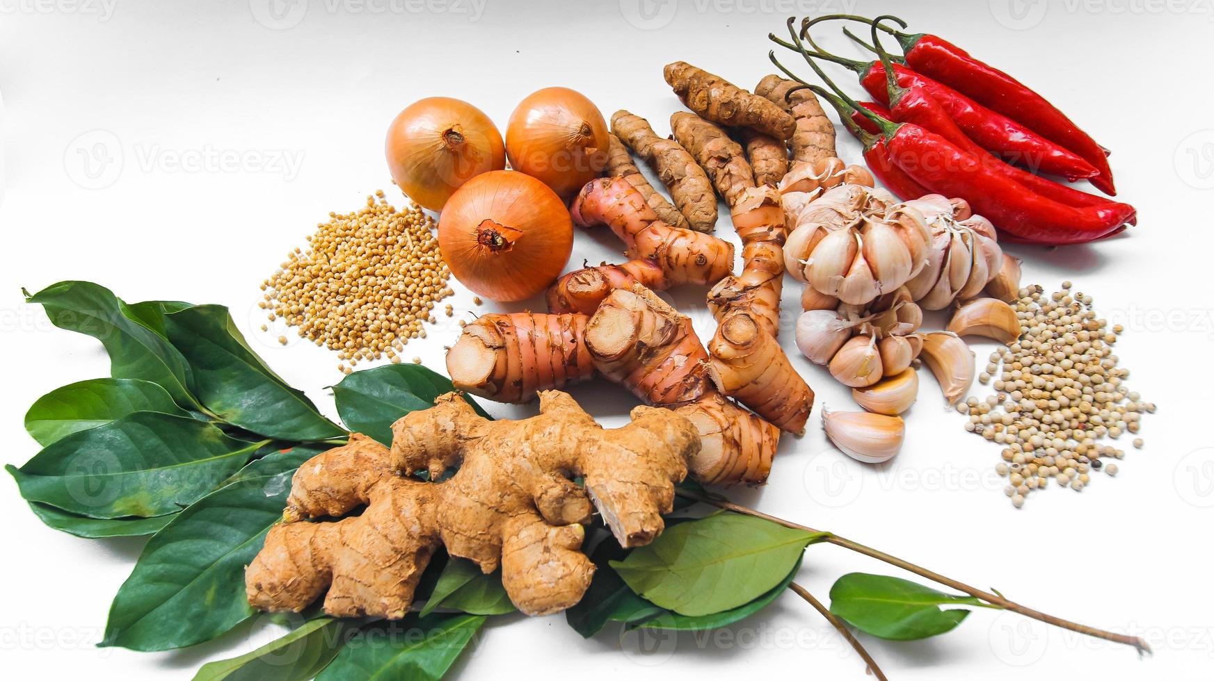 Collection of different vegetables isolated on white background. Various ingredients. photo