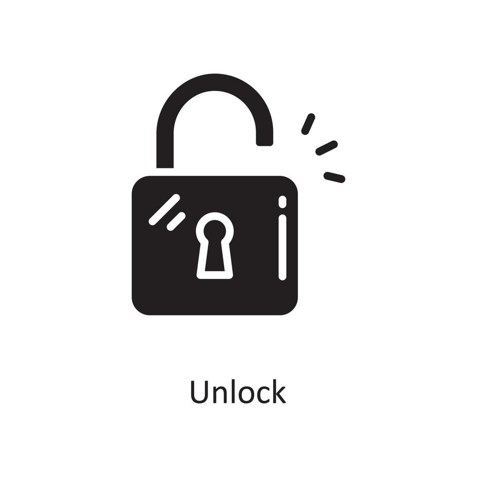 Unlock Vector Solid Icon Design illustration. Cloud Computing Symbol on White background EPS 10 File