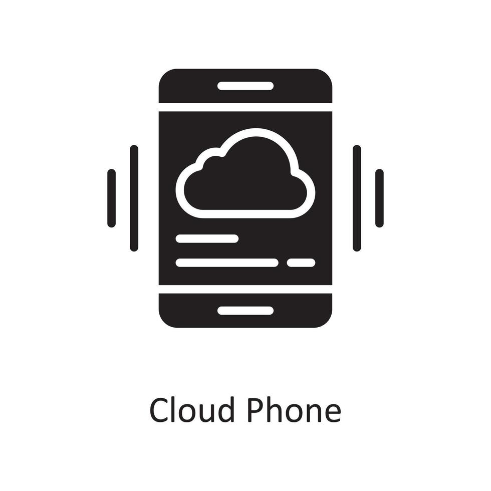 Cloud Phone Vector Solid Icon Design illustration. Cloud Computing Symbol on White background EPS 10 File