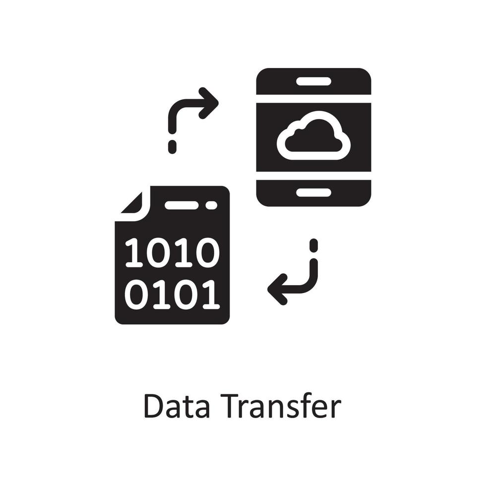 ilustración de diseño de icono sólido de vector de transferencia de datos. símbolo de computación en la nube en el archivo eps 10 de fondo blanco