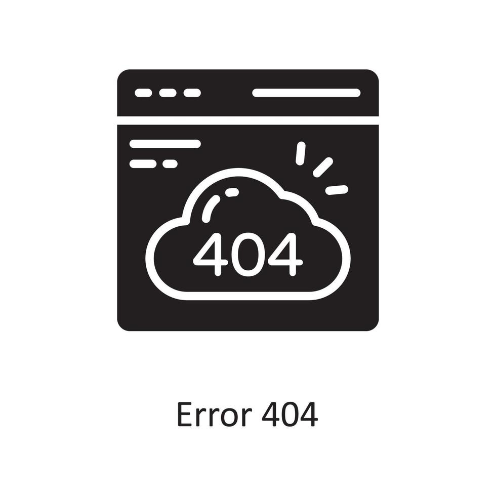 error 404 vector icono sólido diseño ilustración. símbolo de computación en la nube en el archivo eps 10 de fondo blanco