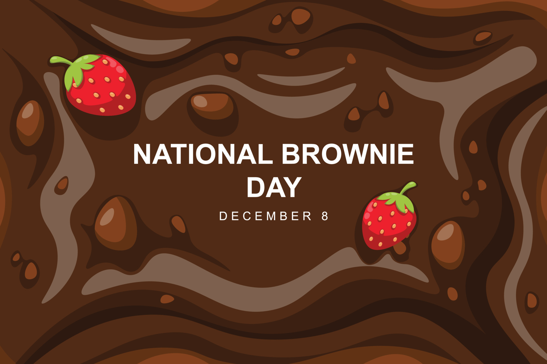 National Brownie Day background. Design with strawberry brownie