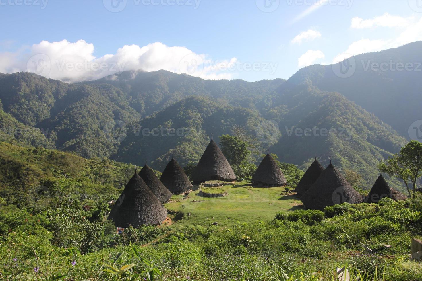 Wae Rebo village, Wae Rebo is an old Manggaraian village, situated in the pleasant, isolated mountain scenery. Feels fresh air and see the beautiful moment in Flores, Indonesia photo