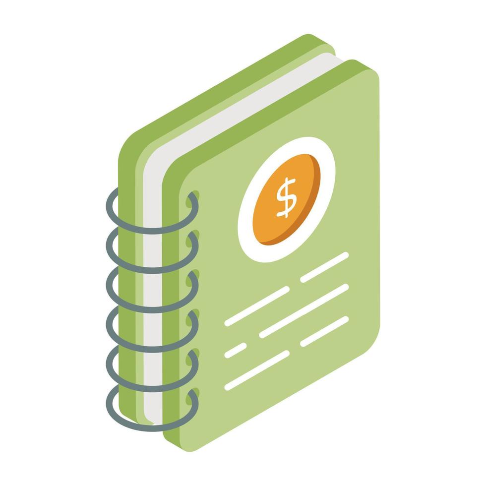 icono de diseño editable del cuaderno financiero vector