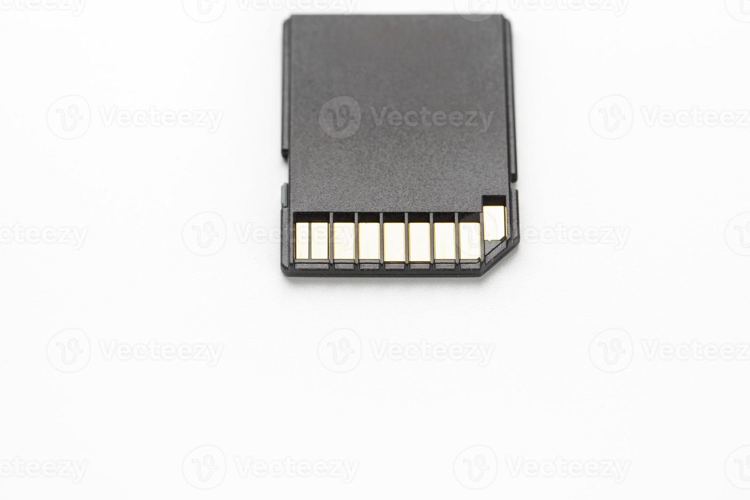 Black SD memory card on a white background, isolate photo