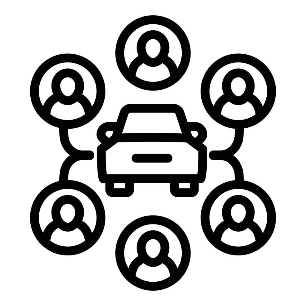 Scheme car sharing icon, outline style vector