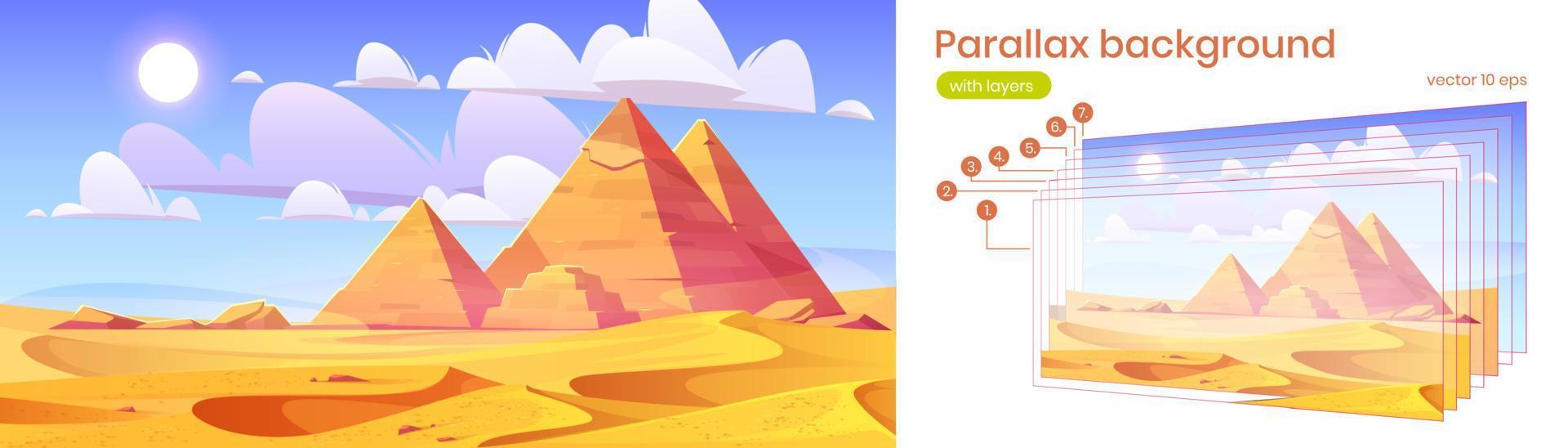 egipto pirámides paralaje fondo 2d paisaje vector