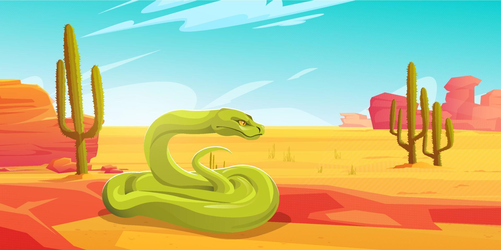 víbora verde, serpiente exótica en el desierto vector