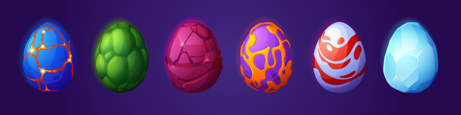 huevos de dragón con textura diferente para el diseño de juegos vector