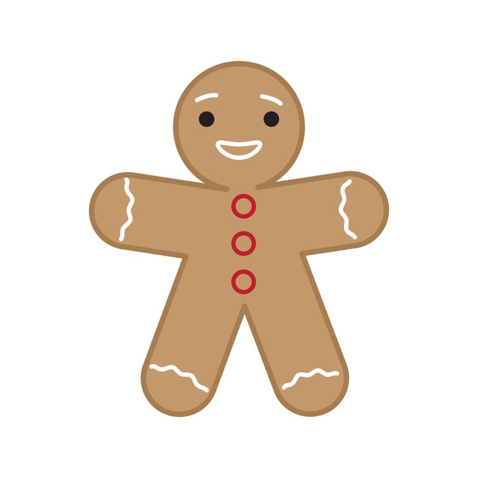 Vector illustration of cute gingerbread man isolated on white background.