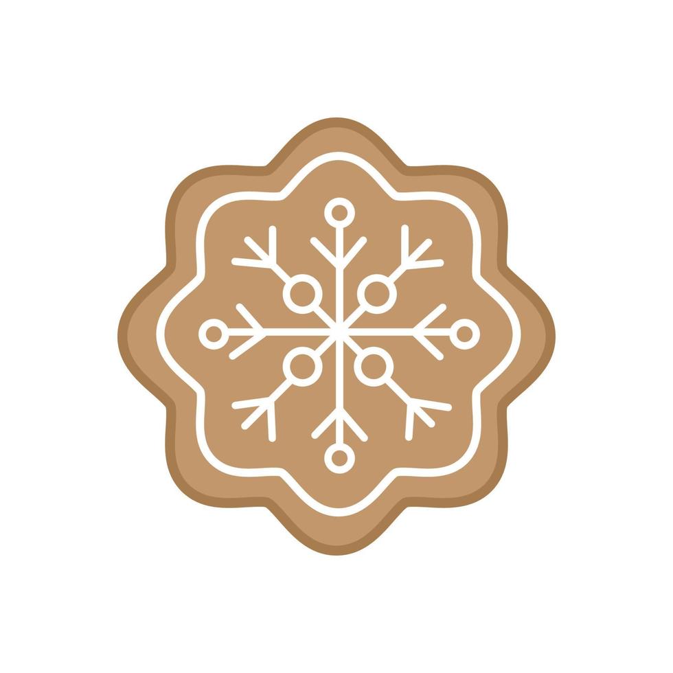 Vector illustration of cute gingerbread snowflake isolated on white background.