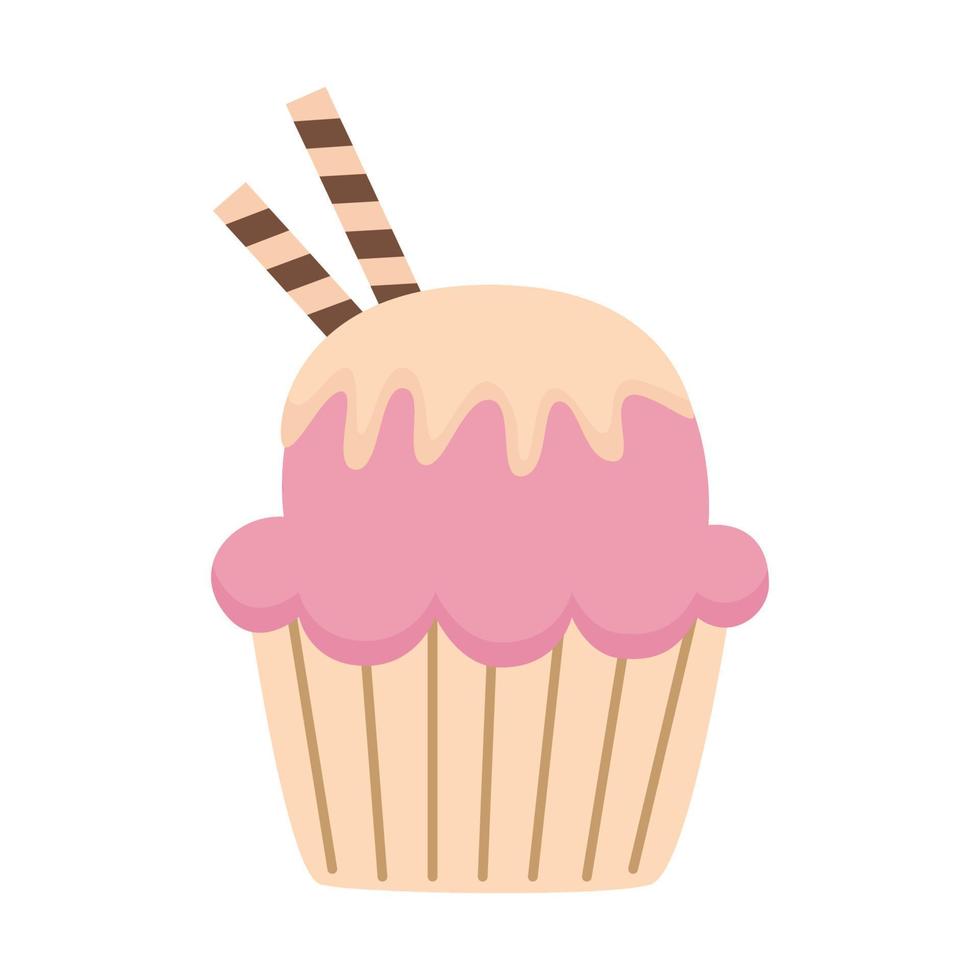 ilustración vectorial de cupcake lindo aislado sobre fondo blanco. vector