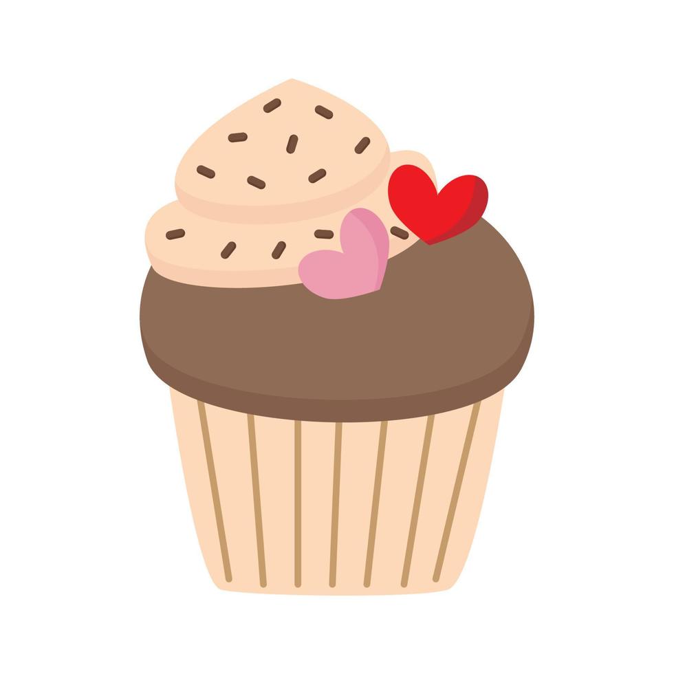 Vector illustration of cute cupcake isolated on white background.