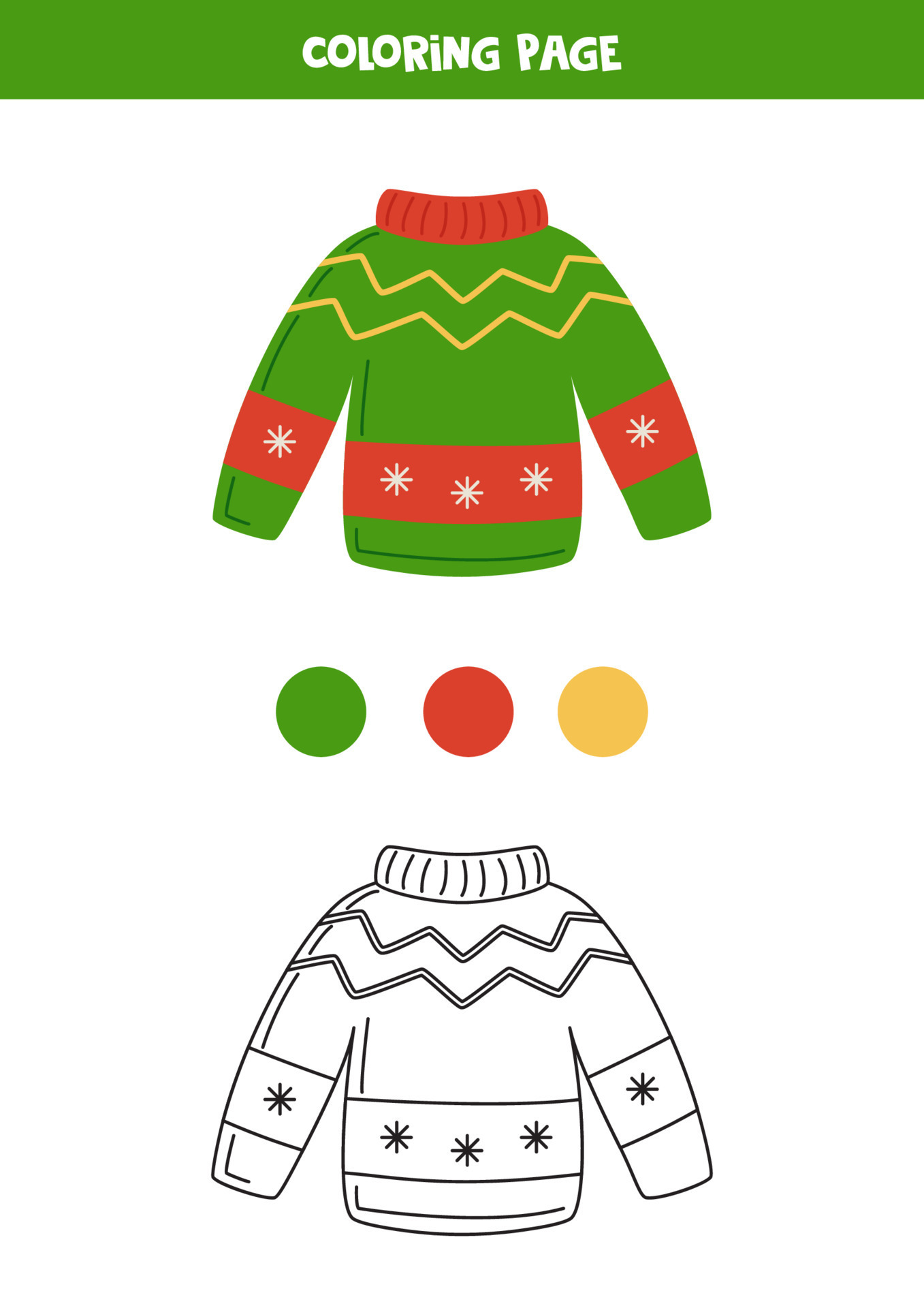 Color ugly Christmas sweater Worksheet for kids 14306533 Vector Art