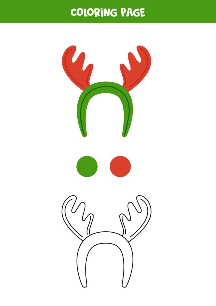 Color cartoon Christmas reindeer hairband. Worksheet for kids. vector