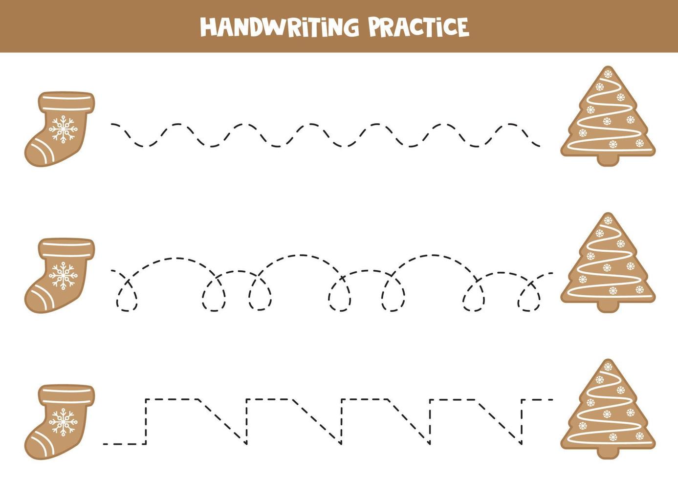 trazando líneas para niños. lindas galletas de jengibre. Practica de la escritura. vector