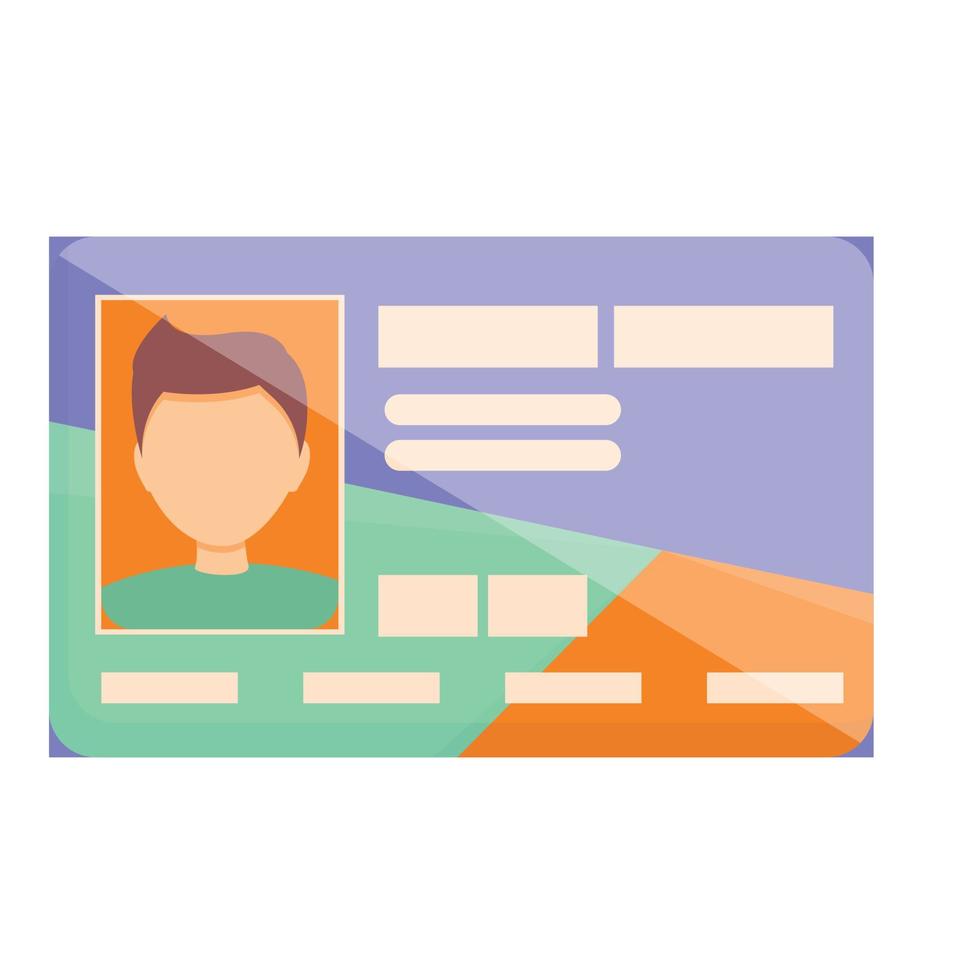 icono de código de tarjeta de identificación, estilo de dibujos animados vector