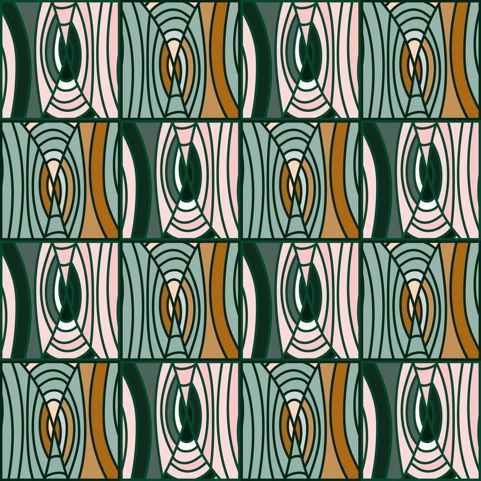 Mosaic of lines seamless pattern in dodle style. Hand drawn abstract wood texture vintage ornament vector