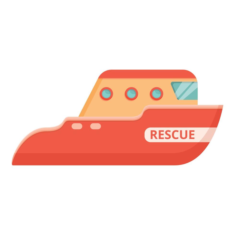 Emergency rescue boat icon, cartoon style vector