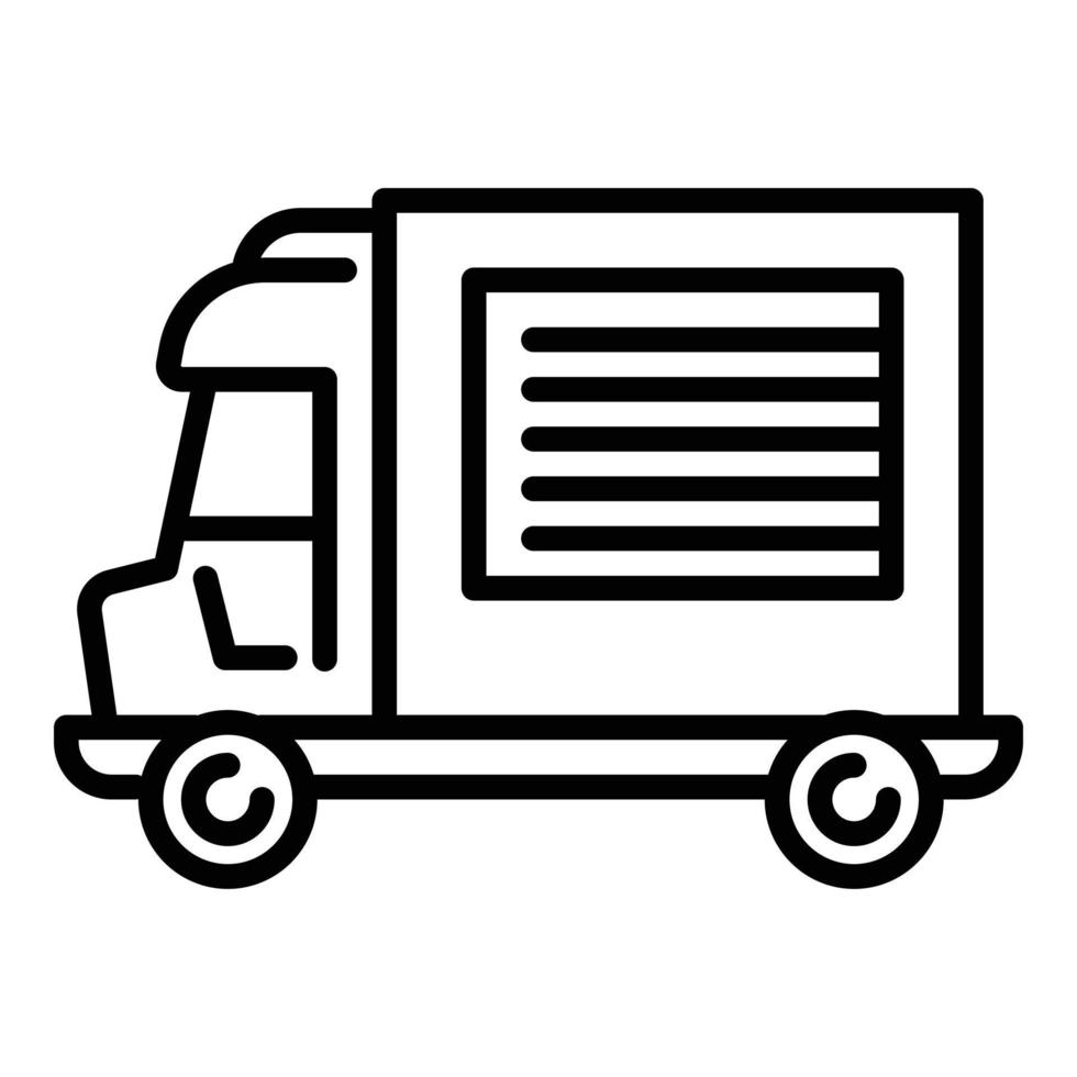 icono de camión de comida de entrega, estilo de contorno vector