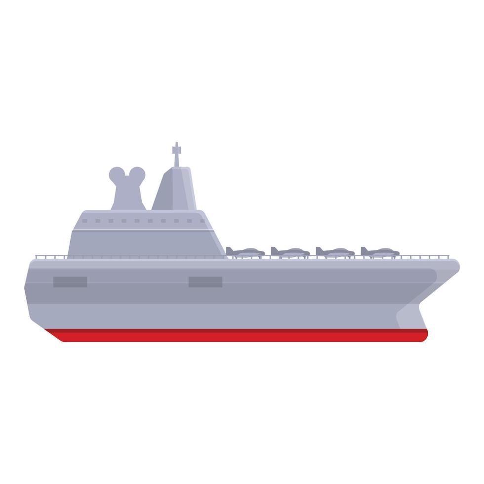 Aircraft carrier modern type icon, cartoon style vector