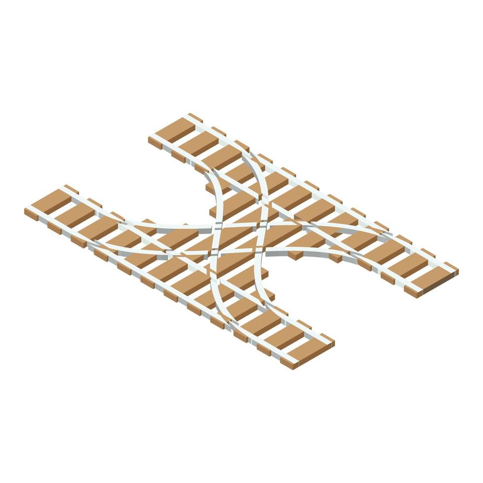 Railway intersection icon, isometric style vector