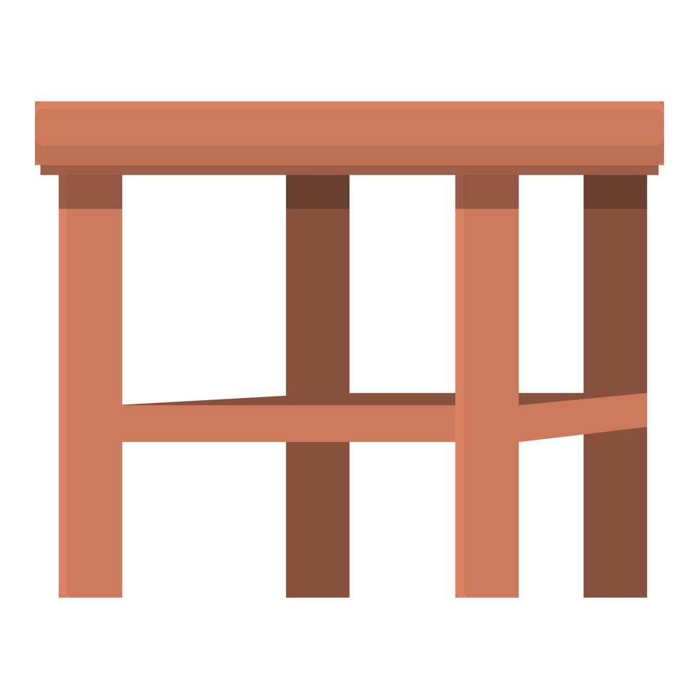 Wood backless chair icon cartoon vector. Outdoor wooden furniture vector