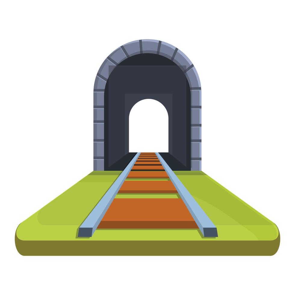 Tunnel mountain icon, cartoon style vector