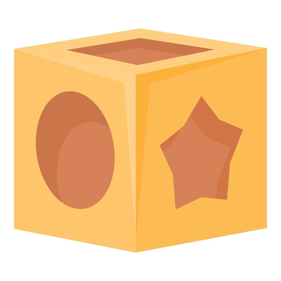 Wood cube icon cartoon vector. Block toy vector