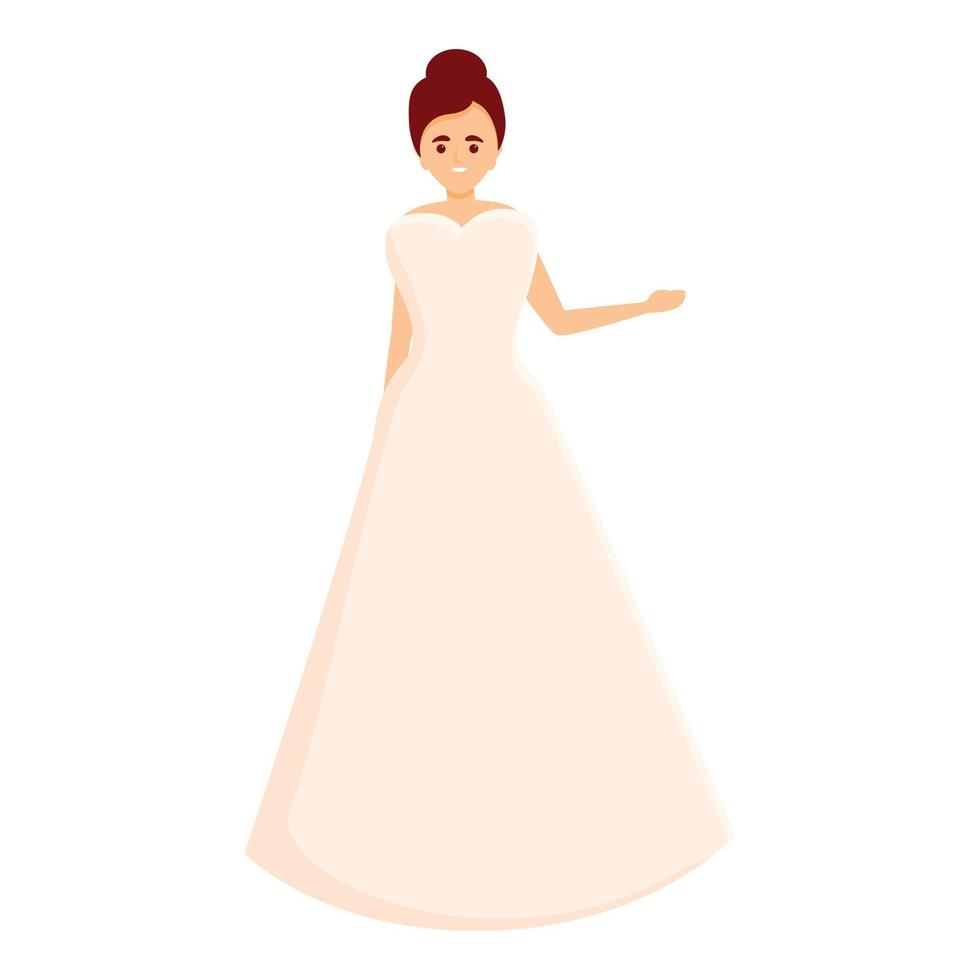 accesorios vestido de novia icono, estilo de dibujos animados vector