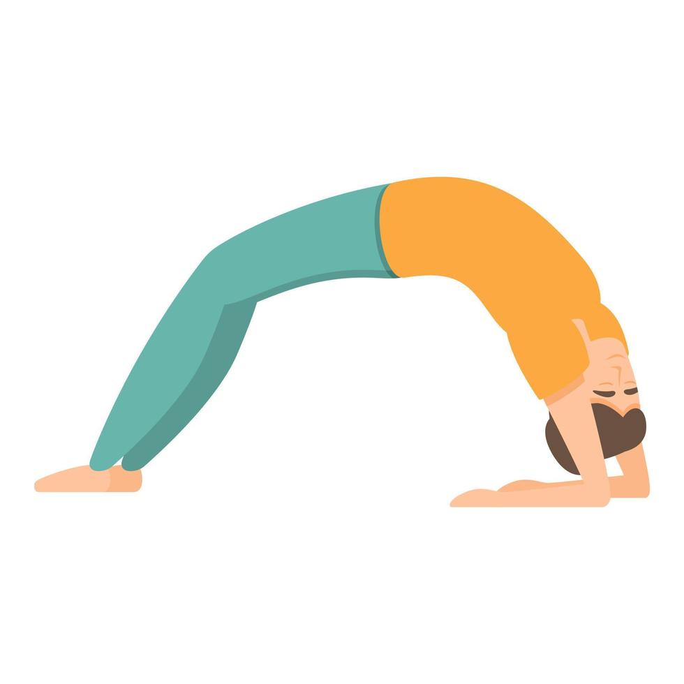 Pilates asana icon, cartoon style vector