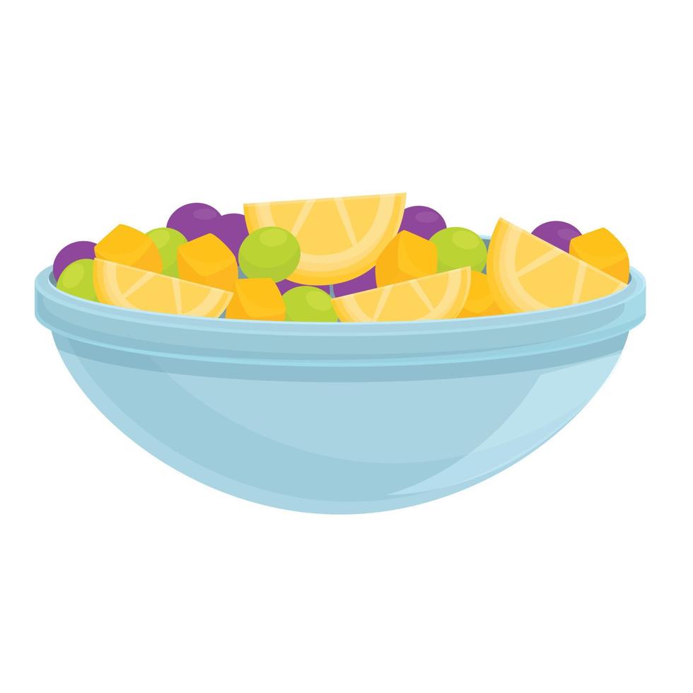 Fresh fruit salad icon, cartoon style vector