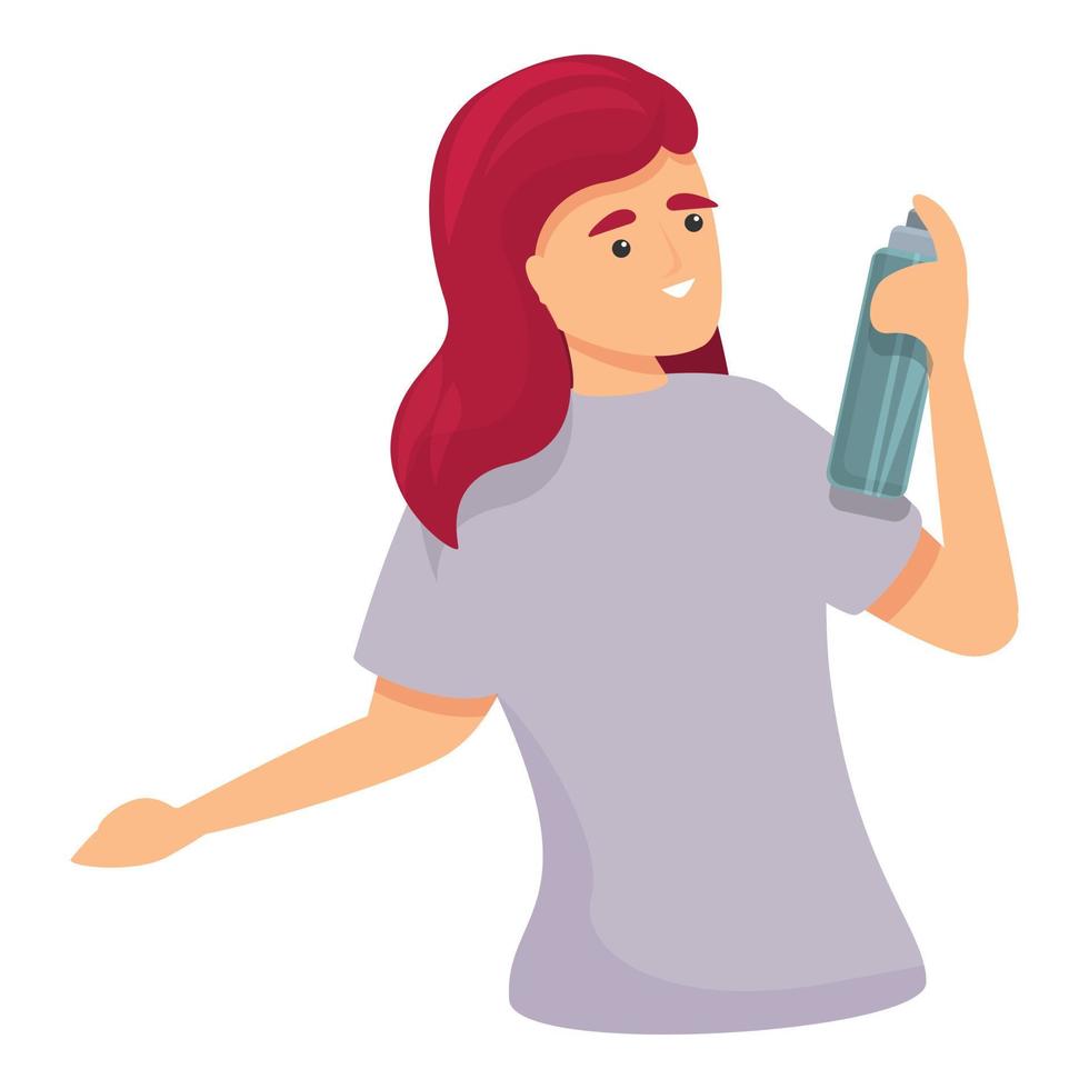 Woman hair spray icon cartoon vector. Care girl treatment vector